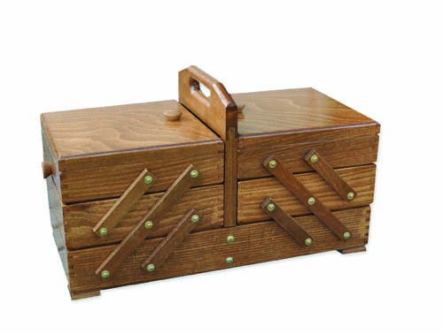 sewing box beech wood brown, robust