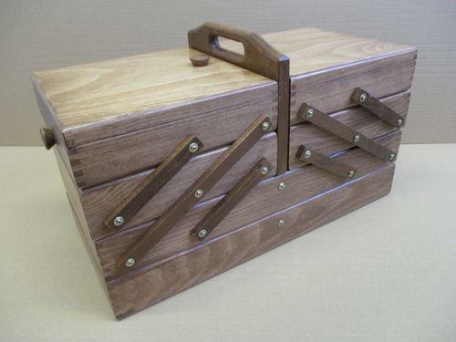 sewing box beech wood brown, robust